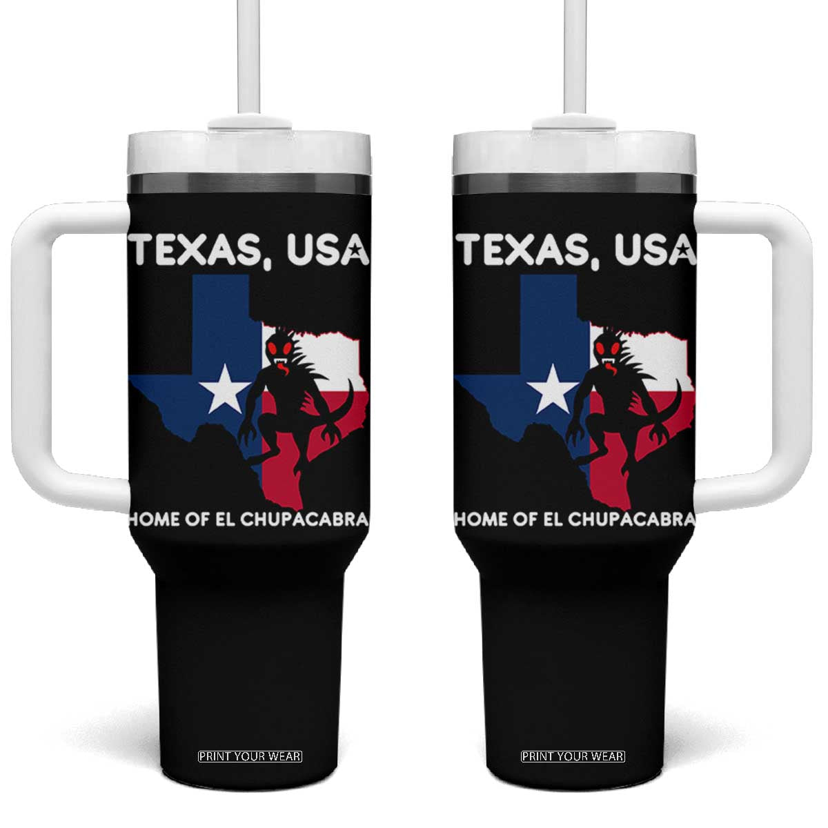 Chupacabra Texas Tumbler With Handle Home Of El Chupacabra Gothic Horror Gift TS12 One Size: 40 oz Black Print Your Wear