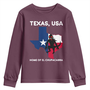 Chupacabra Texas Youth Sweatshirt Home Of El Chupacabra Gothic Horror Gift TS12 Maroon Print Your Wear