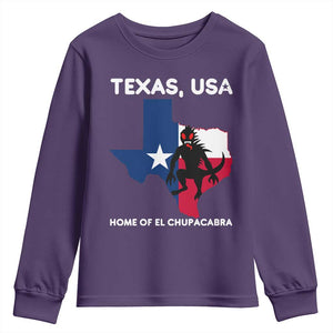 Chupacabra Texas Youth Sweatshirt Home Of El Chupacabra Gothic Horror Gift TS12 Purple Print Your Wear