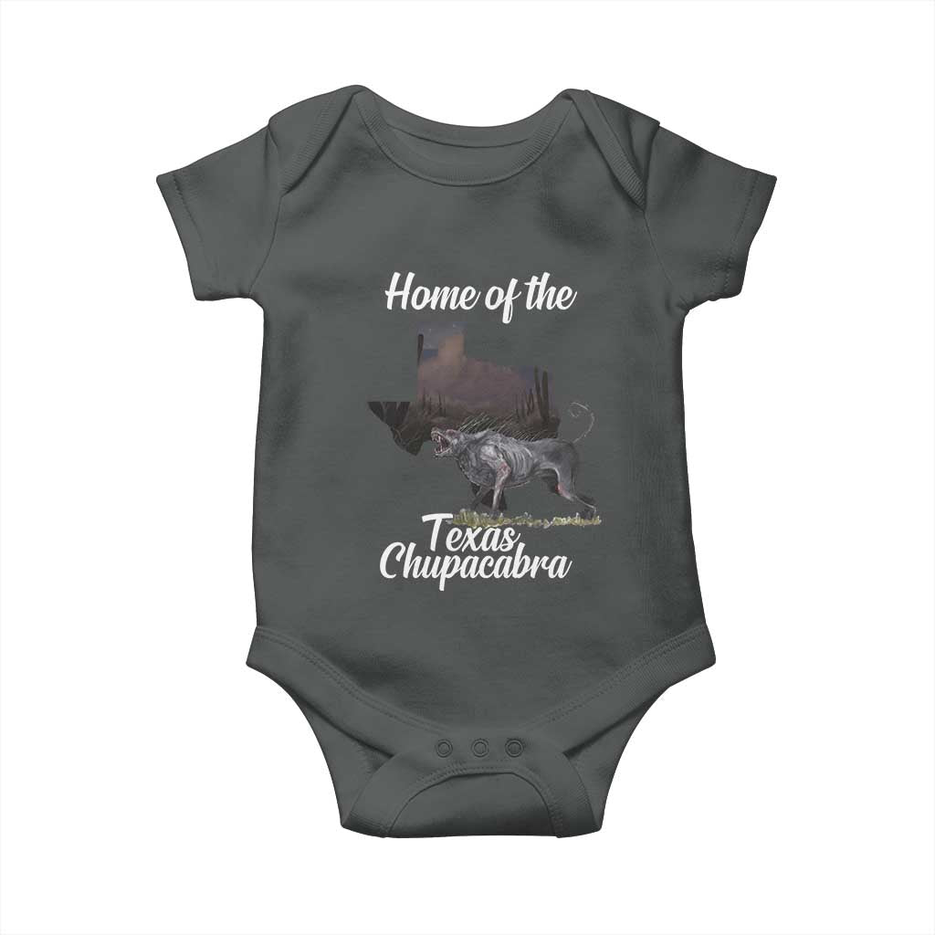 Chupacabra Baby Onesie Home Of The Texas Gothic Folklore Gift TS12 Dark Heather Print Your Wear