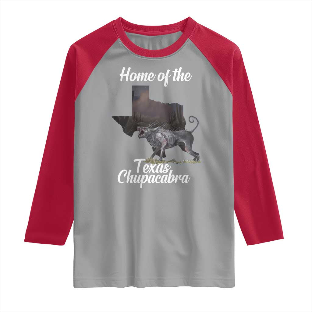 Chupacabra Raglan Shirt Home Of The Texas Gothic Folklore Gift TS12 Sport Gray Red Print Your Wear