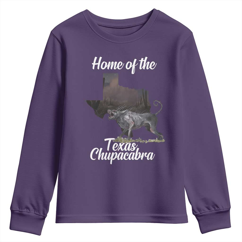 Chupacabra Youth Sweatshirt Home Of The Texas Gothic Folklore Gift TS12 Purple Print Your Wear
