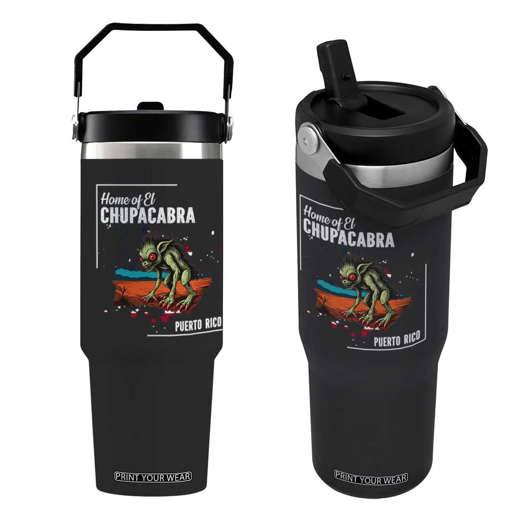Chupacabra Flip Straw Tumbler Home Of Puerto Rico Mystery Urban Legend Gift TS12 One Size: 30 oz Black Print Your Wear