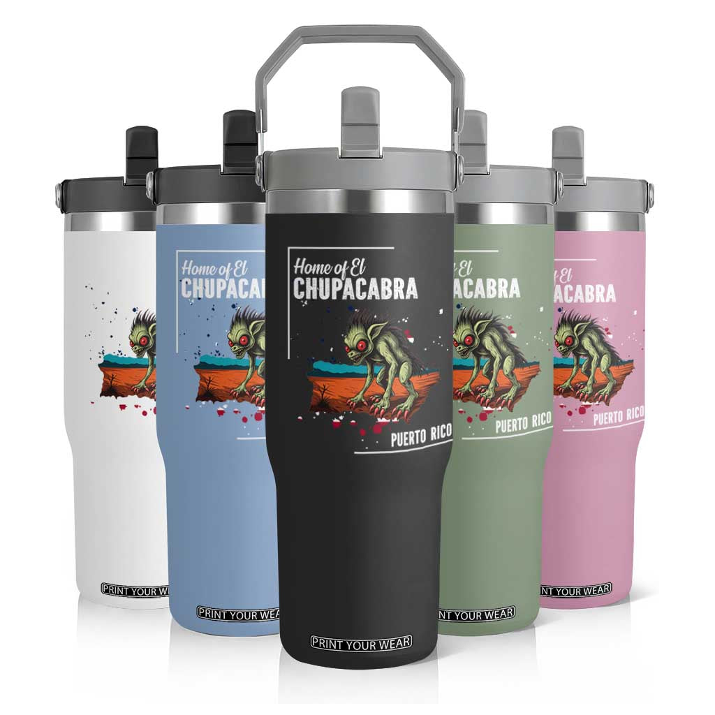Chupacabra Flip Straw Tumbler Home Of Puerto Rico Mystery Urban Legend Gift TS12 Print Your Wear