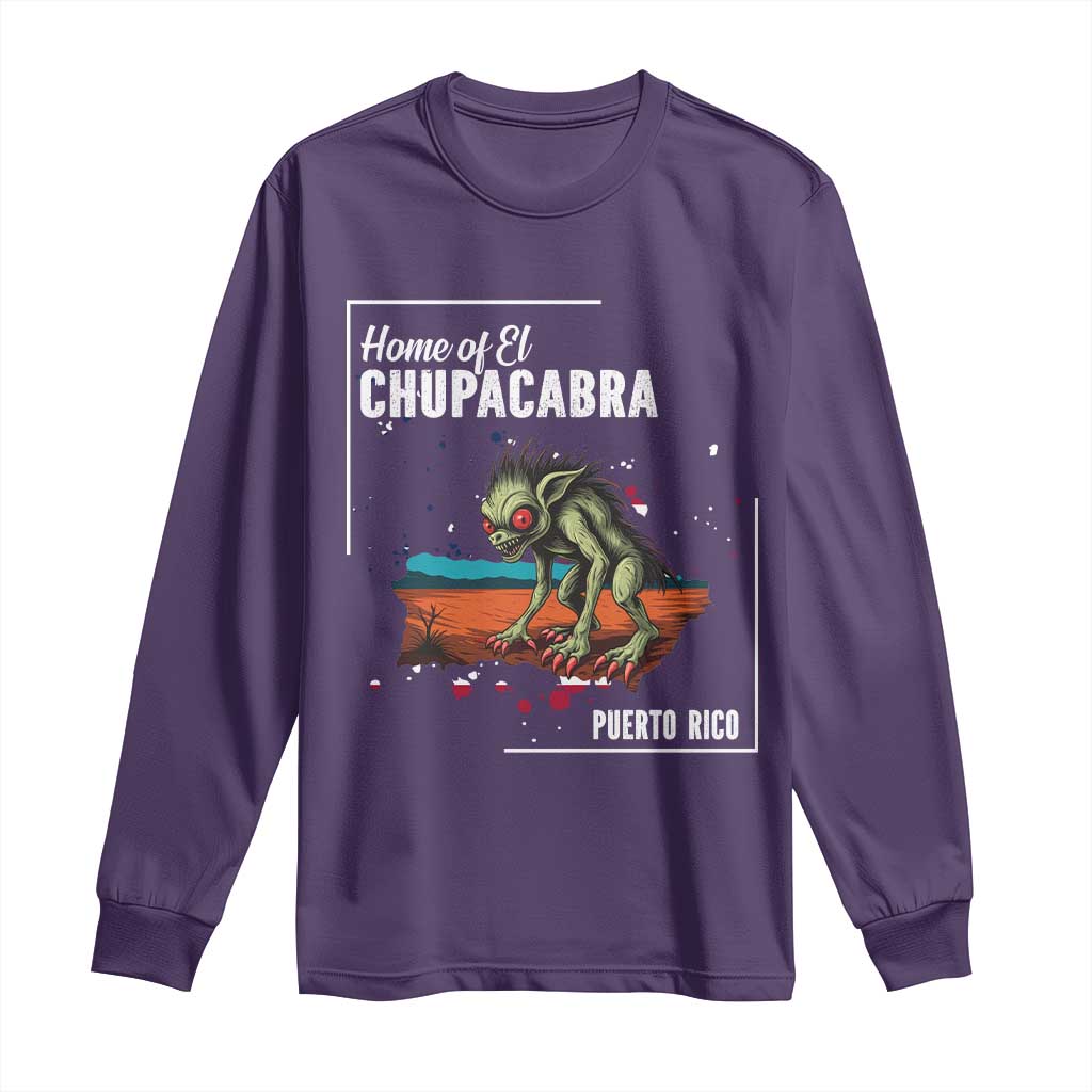 Chupacabra Long Sleeve Shirt Home Of Puerto Rico Mystery Urban Legend Gift TS12 Purple Print Your Wear