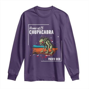 Chupacabra Long Sleeve Shirt Home Of Puerto Rico Mystery Urban Legend Gift TS12 Purple Print Your Wear