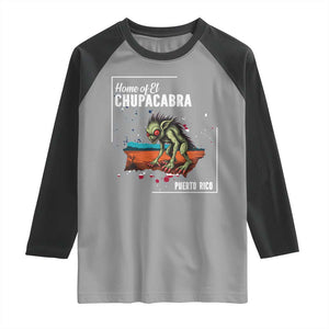 Chupacabra Raglan Shirt Home Of Puerto Rico Mystery Urban Legend Gift TS12 Sport Gray Black Print Your Wear