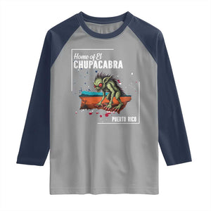 Chupacabra Raglan Shirt Home Of Puerto Rico Mystery Urban Legend Gift TS12 Sport Gray Navy Print Your Wear
