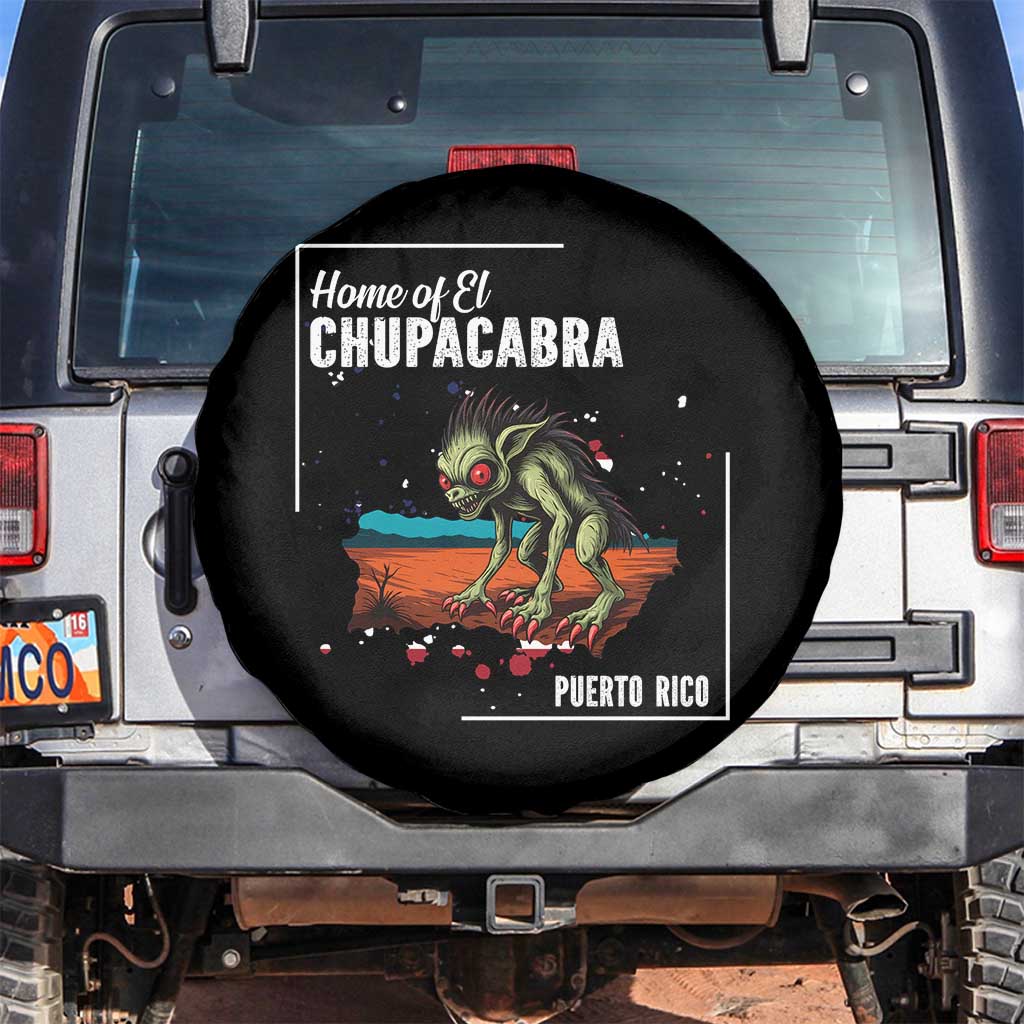 Chupacabra Spare Tire Cover Home Of Puerto Rico Mystery Urban Legend Gift TS12 No hole Black Print Your Wear