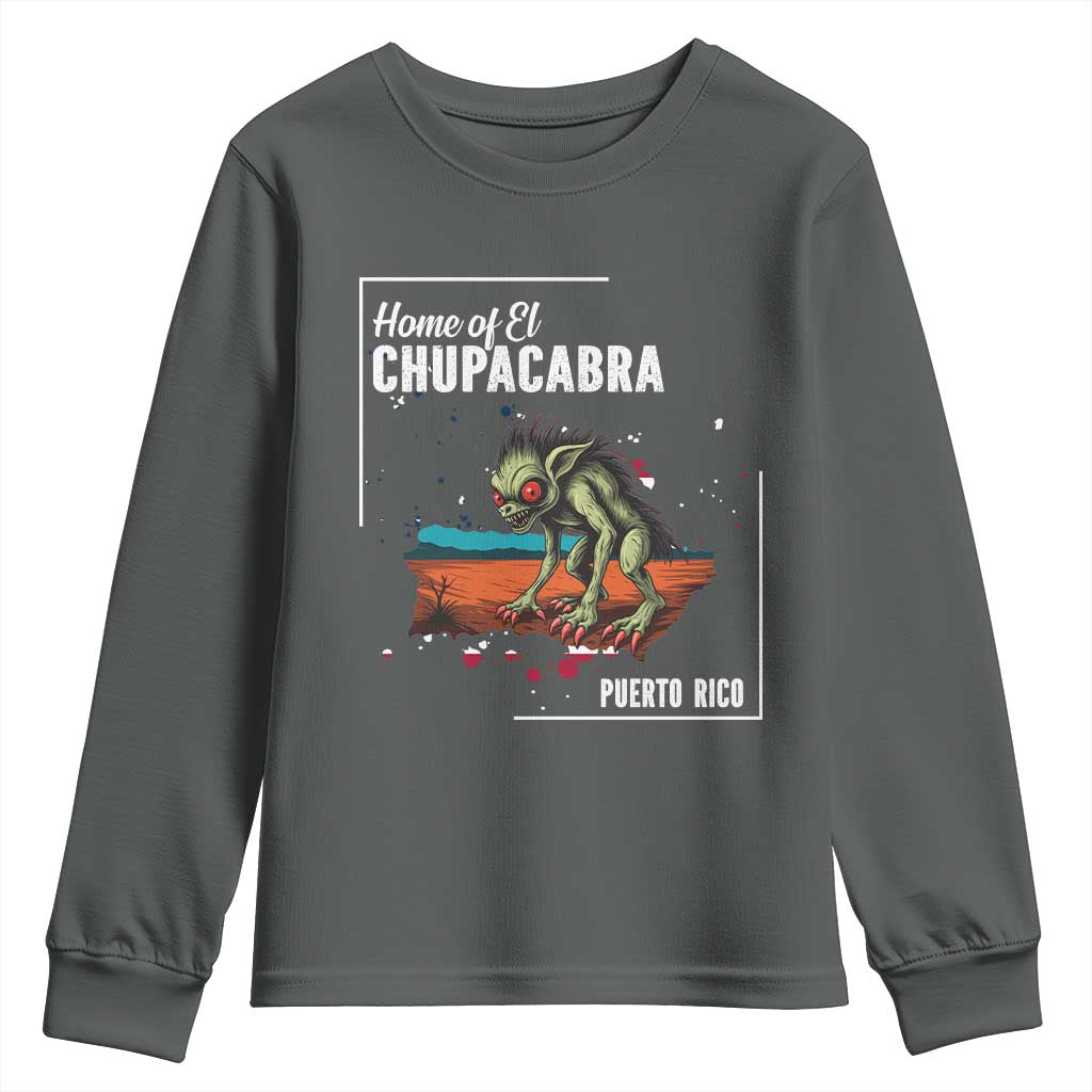 Chupacabra Youth Sweatshirt Home Of Puerto Rico Mystery Urban Legend Gift TS12 Dark Heather Print Your Wear