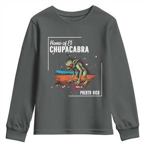 Chupacabra Youth Sweatshirt Home Of Puerto Rico Mystery Urban Legend Gift TS12 Dark Heather Print Your Wear