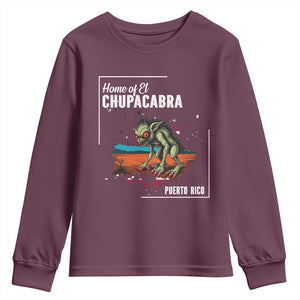 Chupacabra Youth Sweatshirt Home Of Puerto Rico Mystery Urban Legend Gift TS12 Maroon Print Your Wear