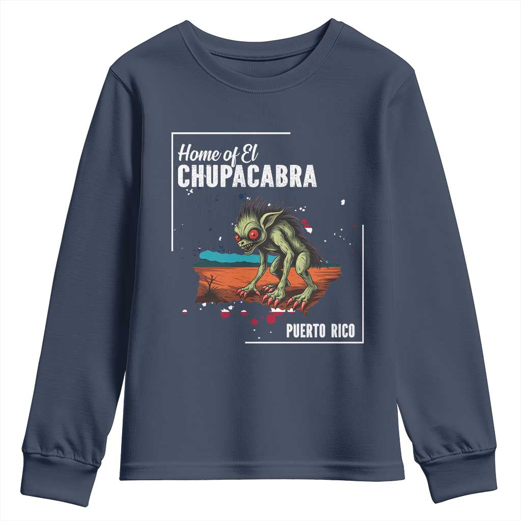 Chupacabra Youth Sweatshirt Home Of Puerto Rico Mystery Urban Legend Gift TS12 Navy Print Your Wear