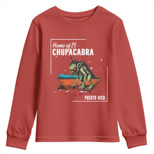 Chupacabra Youth Sweatshirt Home Of Puerto Rico Mystery Urban Legend Gift TS12 Red Print Your Wear
