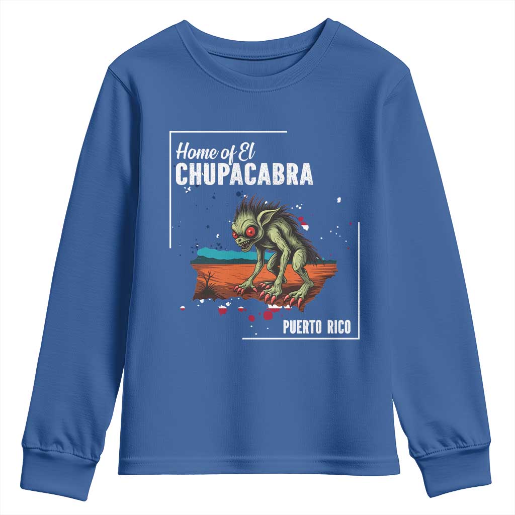 Chupacabra Youth Sweatshirt Home Of Puerto Rico Mystery Urban Legend Gift TS12 Royal Blue Print Your Wear