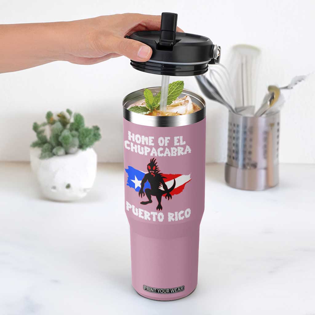 Chupacabra Flip Straw Tumbler Home Of Puerto Rico Legend Gothic Horror Gift TS12 One Size: 30 oz Light Pink Print Your Wear