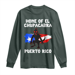 Chupacabra Long Sleeve Shirt Home Of Puerto Rico Legend Gothic Horror Gift TS12 Dark Forest Green Print Your Wear