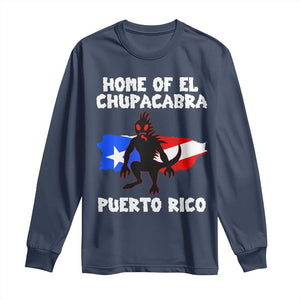 Chupacabra Long Sleeve Shirt Home Of Puerto Rico Legend Gothic Horror Gift TS12 Navy Print Your Wear