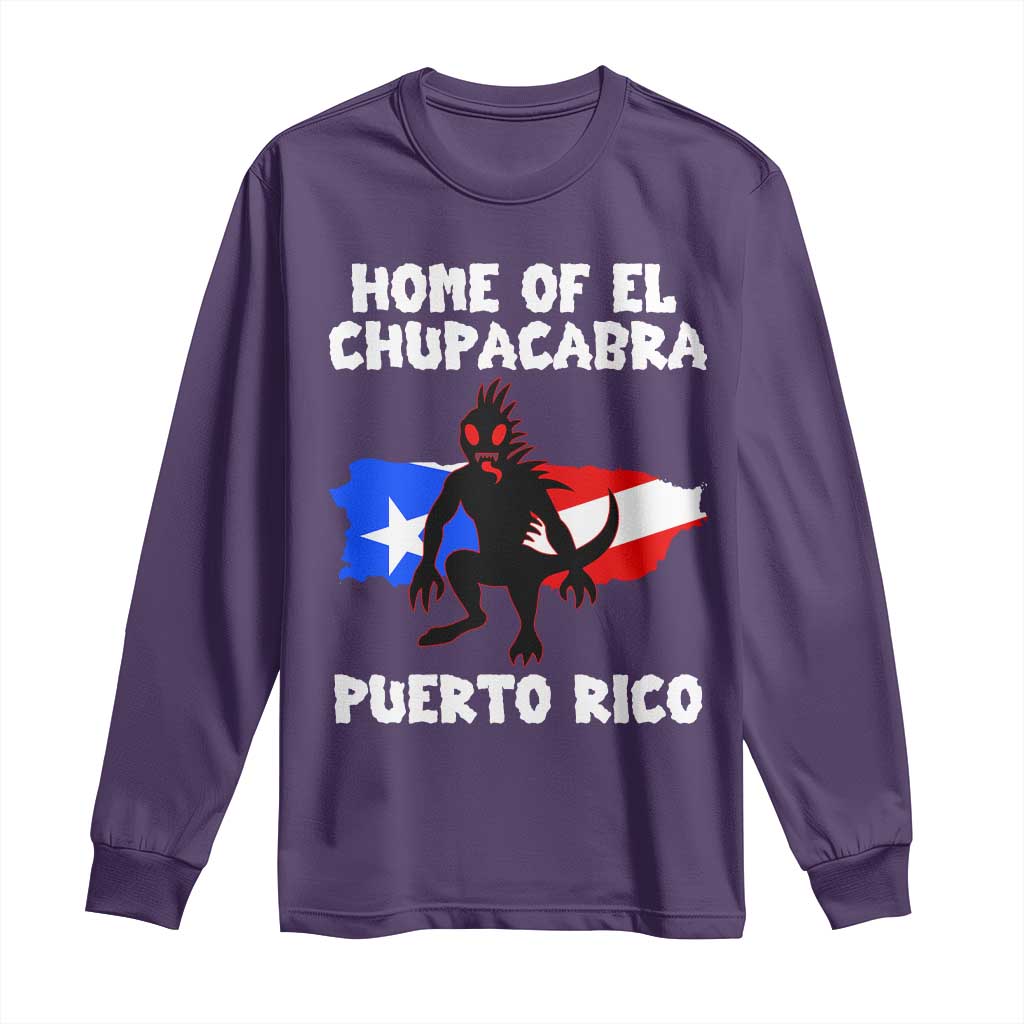 Chupacabra Long Sleeve Shirt Home Of Puerto Rico Legend Gothic Horror Gift TS12 Purple Print Your Wear