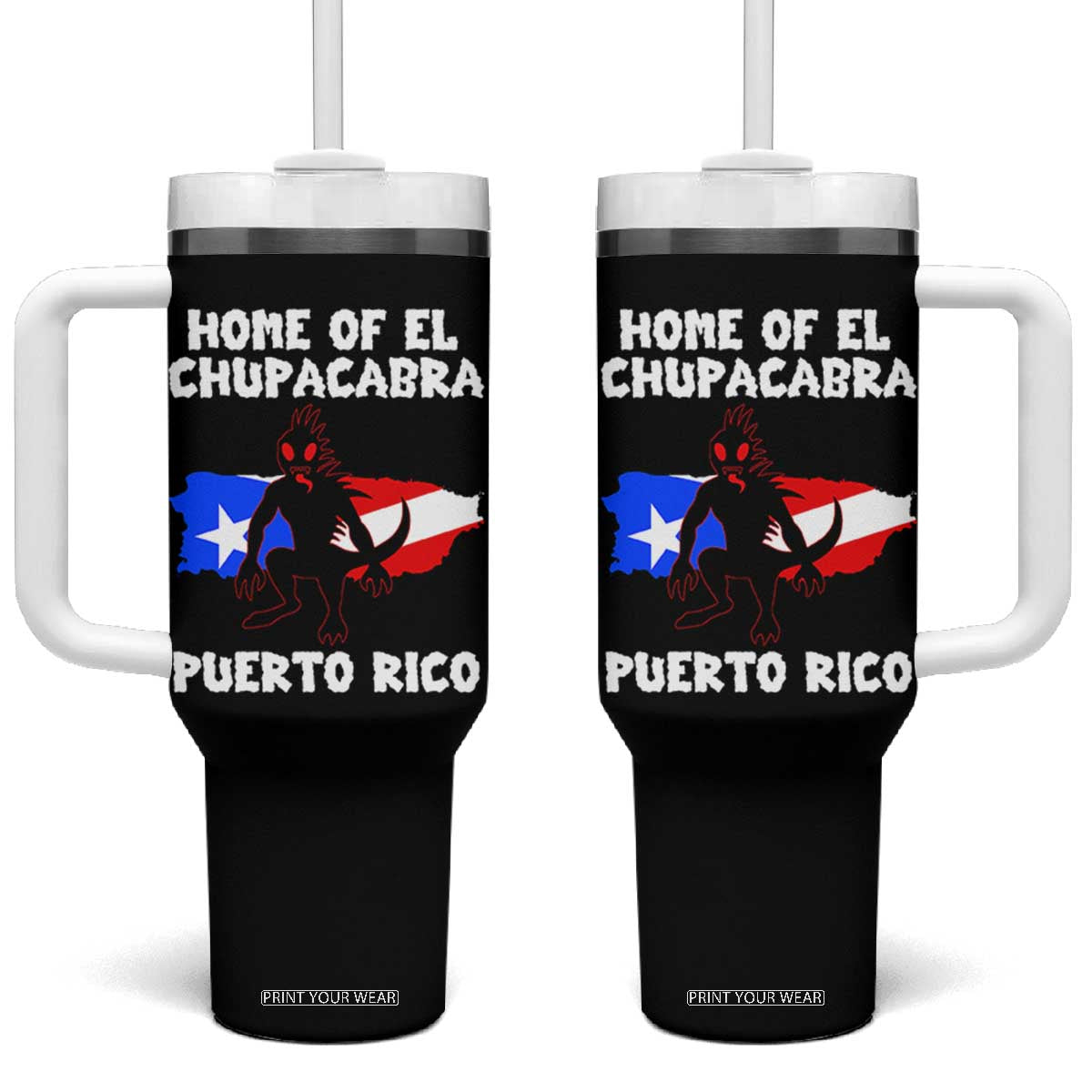 Chupacabra Tumbler With Handle Home Of Puerto Rico Legend Gothic Horror Gift TS12 One Size: 40 oz Black Print Your Wear