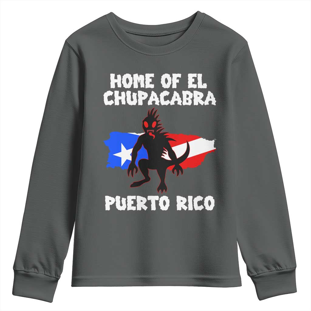 Chupacabra Youth Sweatshirt Home Of Puerto Rico Legend Gothic Horror Gift TS12 Dark Heather Print Your Wear