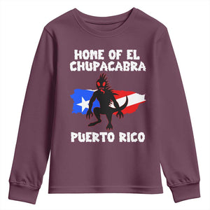 Chupacabra Youth Sweatshirt Home Of Puerto Rico Legend Gothic Horror Gift TS12 Maroon Print Your Wear