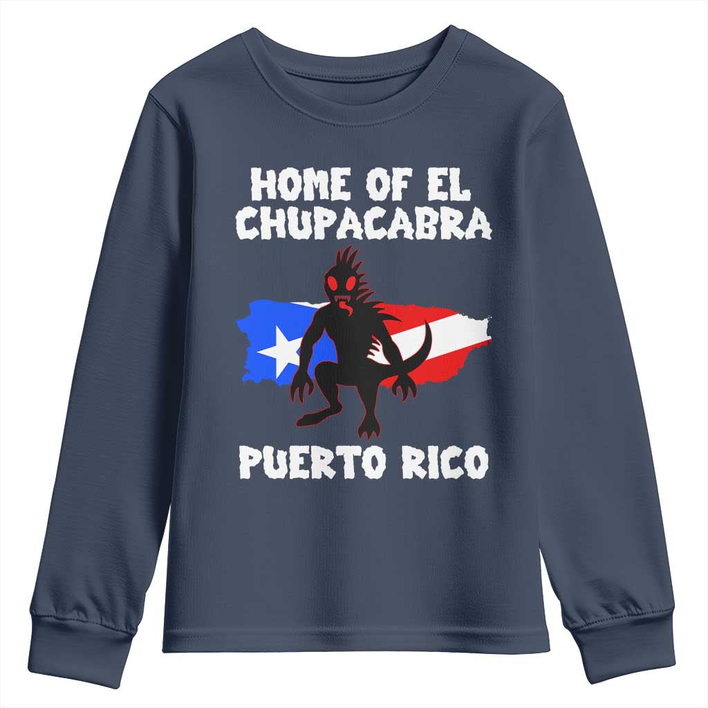 Chupacabra Youth Sweatshirt Home Of Puerto Rico Legend Gothic Horror Gift TS12 Navy Print Your Wear