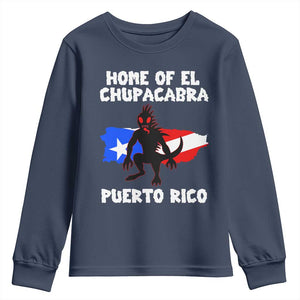 Chupacabra Youth Sweatshirt Home Of Puerto Rico Legend Gothic Horror Gift TS12 Navy Print Your Wear