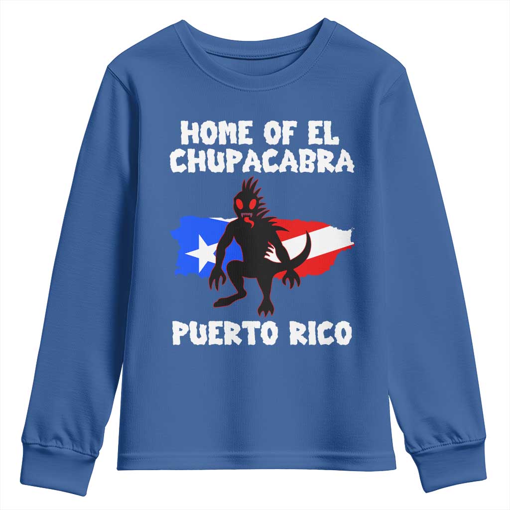 Chupacabra Youth Sweatshirt Home Of Puerto Rico Legend Gothic Horror Gift TS12 Royal Blue Print Your Wear