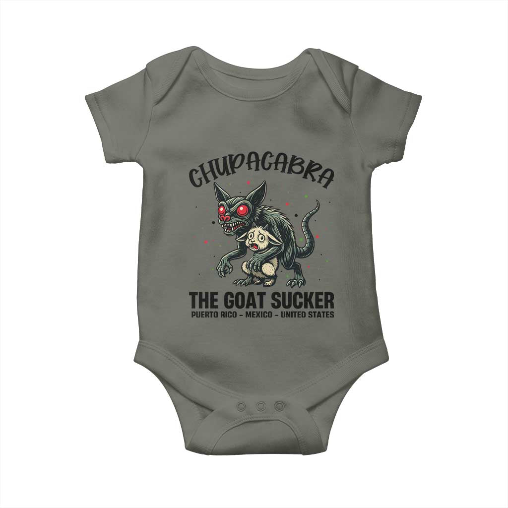 Chupacabra Baby Onesie The Goat Sucker Vintage Horror Cryptid Gift TS12 Military Green Print Your Wear