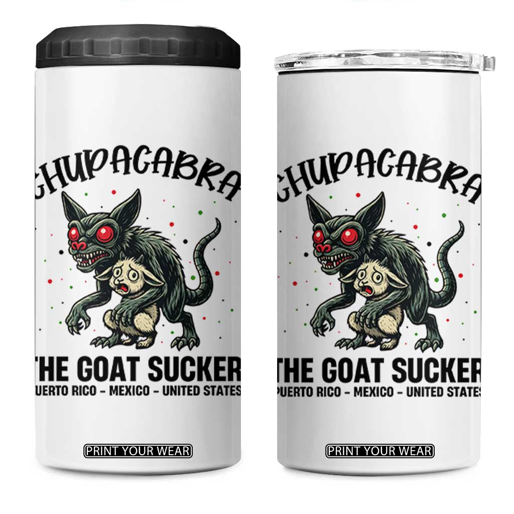 Chupacabra 4 in 1 Can Cooler Tumbler The Goat Sucker Vintage Horror Cryptid Gift TS12 One Size: 16 oz White Print Your Wear