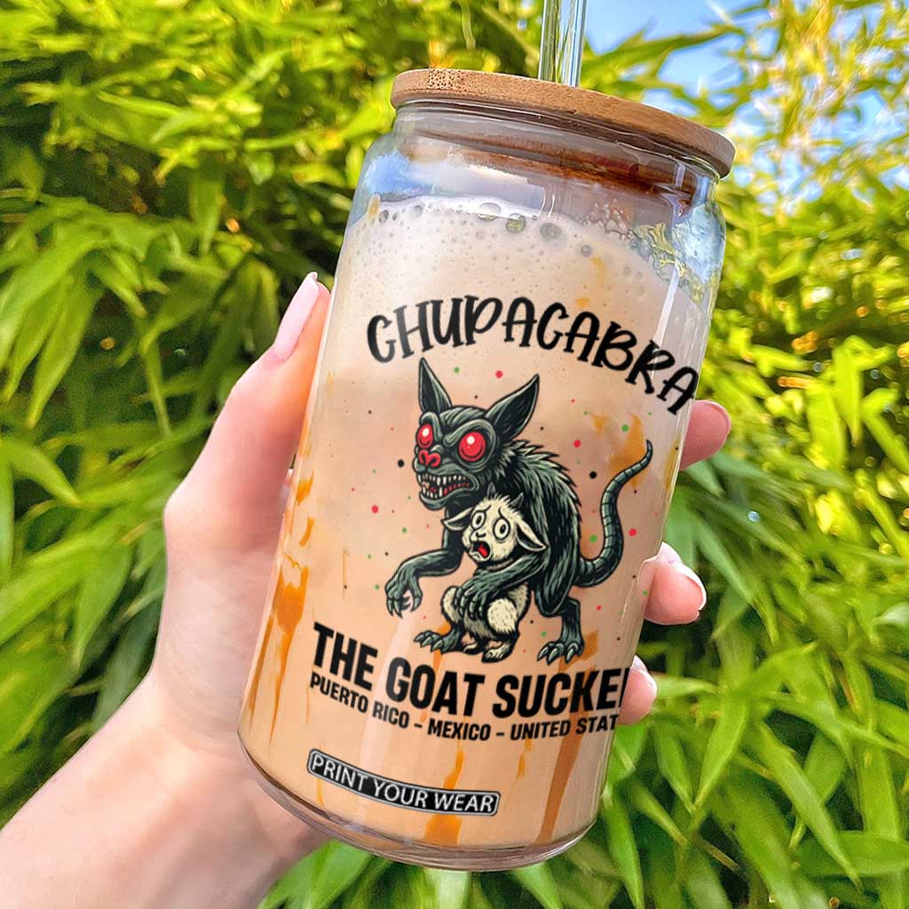 Chupacabra Glass Can The Goat Sucker Vintage Horror Cryptid Gift TS12 White Print Your Wear