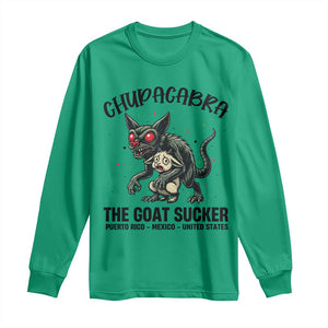 Chupacabra Long Sleeve Shirt The Goat Sucker Vintage Horror Cryptid Gift TS12 Irish Green Print Your Wear