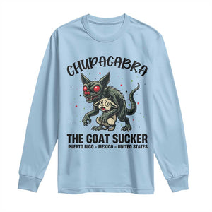 Chupacabra Long Sleeve Shirt The Goat Sucker Vintage Horror Cryptid Gift TS12 Light Blue Print Your Wear