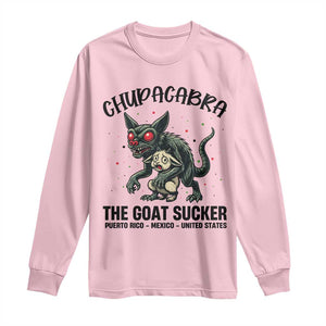 Chupacabra Long Sleeve Shirt The Goat Sucker Vintage Horror Cryptid Gift TS12 Light Pink Print Your Wear