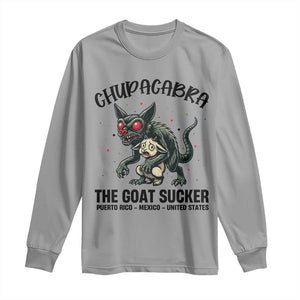 Chupacabra Long Sleeve Shirt The Goat Sucker Vintage Horror Cryptid Gift TS12 Sport Gray Print Your Wear