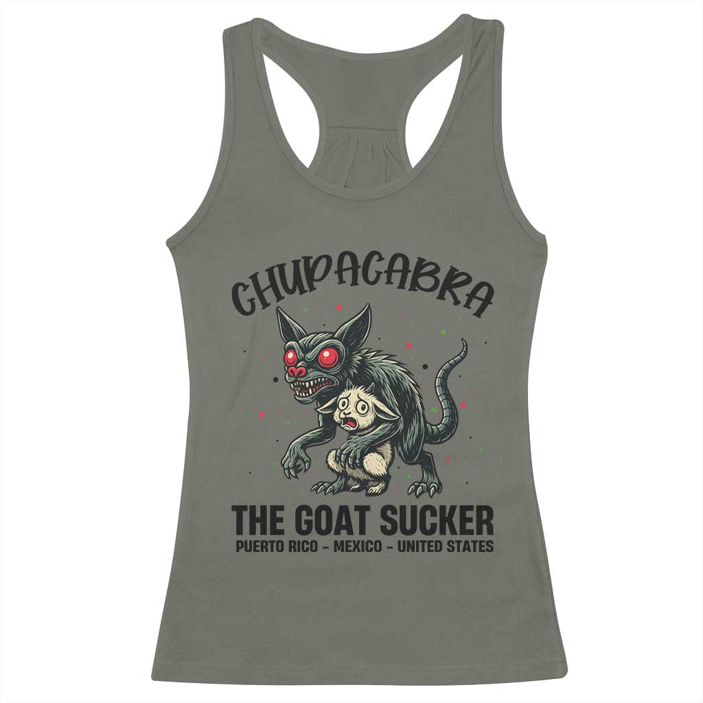 Chupacabra Racerback Tank Top The Goat Sucker Vintage Horror Cryptid Gift TS12 Military Green Print Your Wear