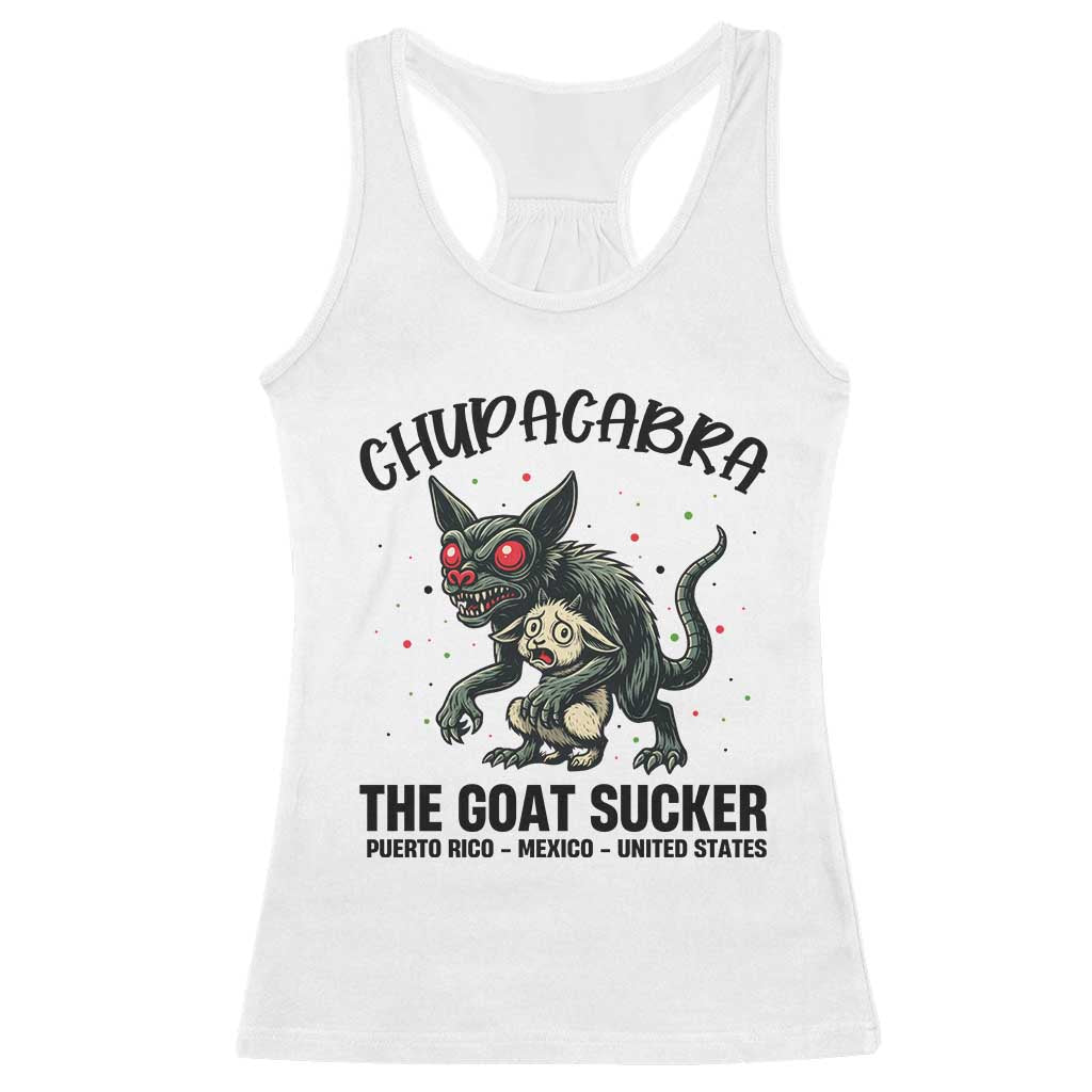 Chupacabra Racerback Tank Top The Goat Sucker Vintage Horror Cryptid Gift TS12 White Print Your Wear