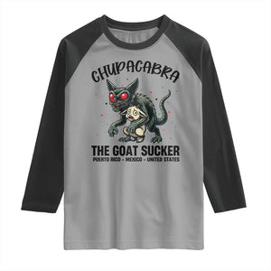 Chupacabra Raglan Shirt The Goat Sucker Vintage Horror Cryptid Gift TS12 Sport Gray Black Print Your Wear