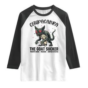 Chupacabra Raglan Shirt The Goat Sucker Vintage Horror Cryptid Gift TS12 White Black Print Your Wear