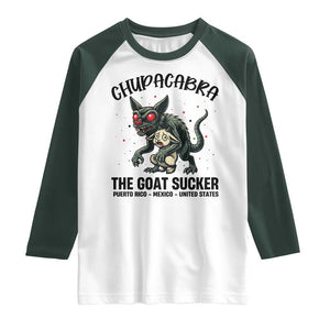 Chupacabra Raglan Shirt The Goat Sucker Vintage Horror Cryptid Gift TS12 White Dark Forest Green Print Your Wear