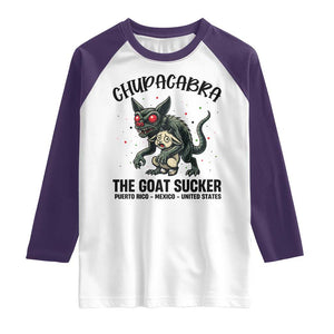Chupacabra Raglan Shirt The Goat Sucker Vintage Horror Cryptid Gift TS12 White Purple Print Your Wear