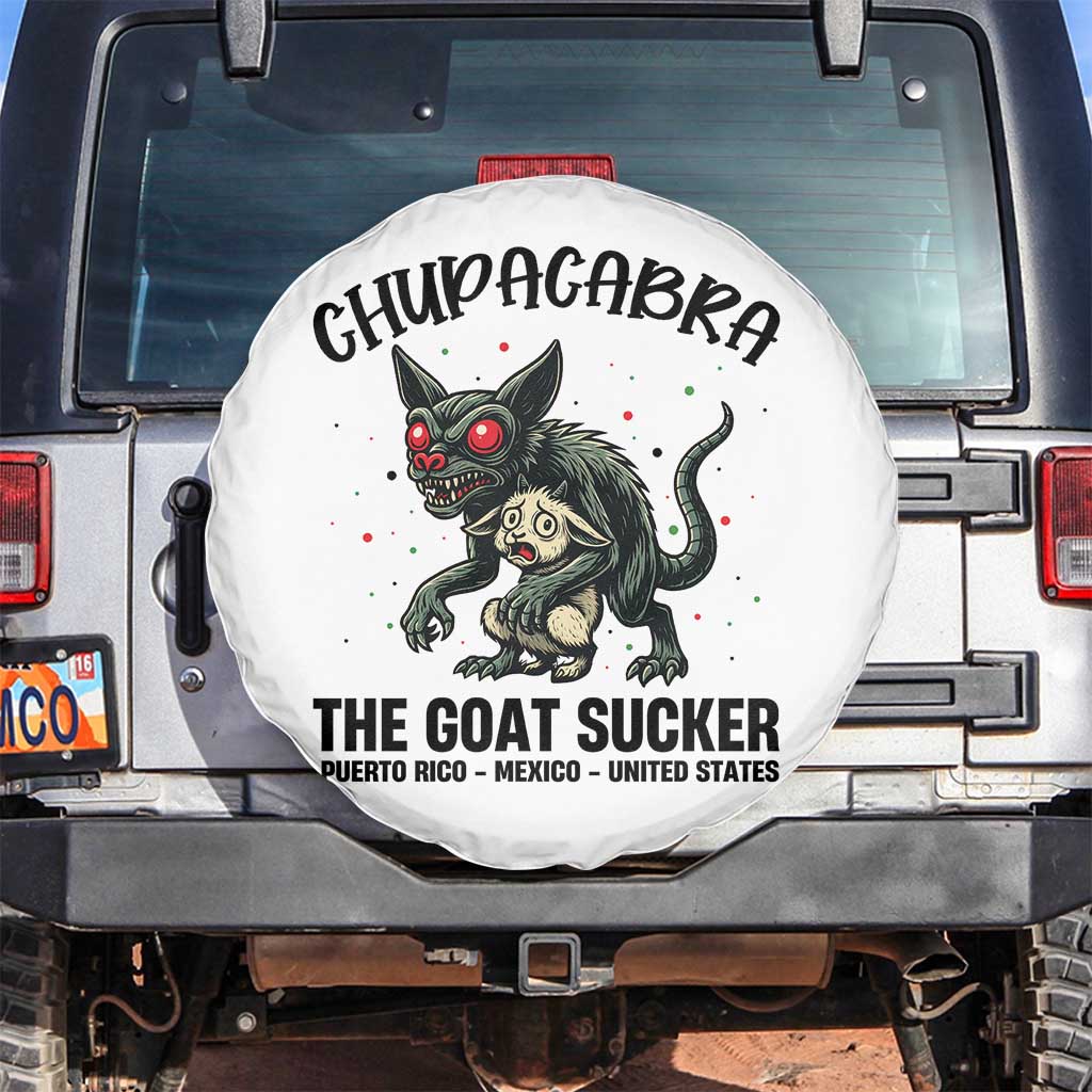 Chupacabra Spare Tire Cover The Goat Sucker Vintage Horror Cryptid Gift TS12 No hole White Print Your Wear