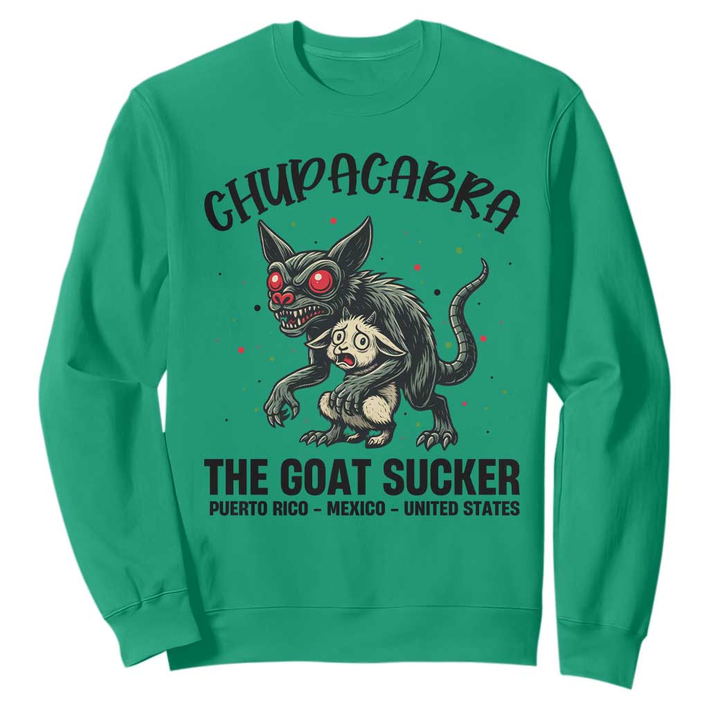Chupacabra Sweatshirt The Goat Sucker Vintage Horror Cryptid Gift TS12 Irish Green Print Your Wear
