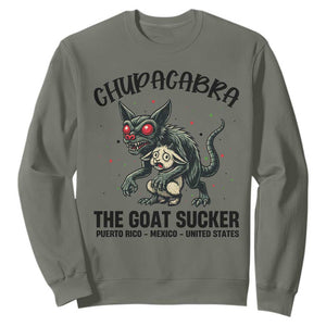 Chupacabra Sweatshirt The Goat Sucker Vintage Horror Cryptid Gift TS12 Military Green Print Your Wear