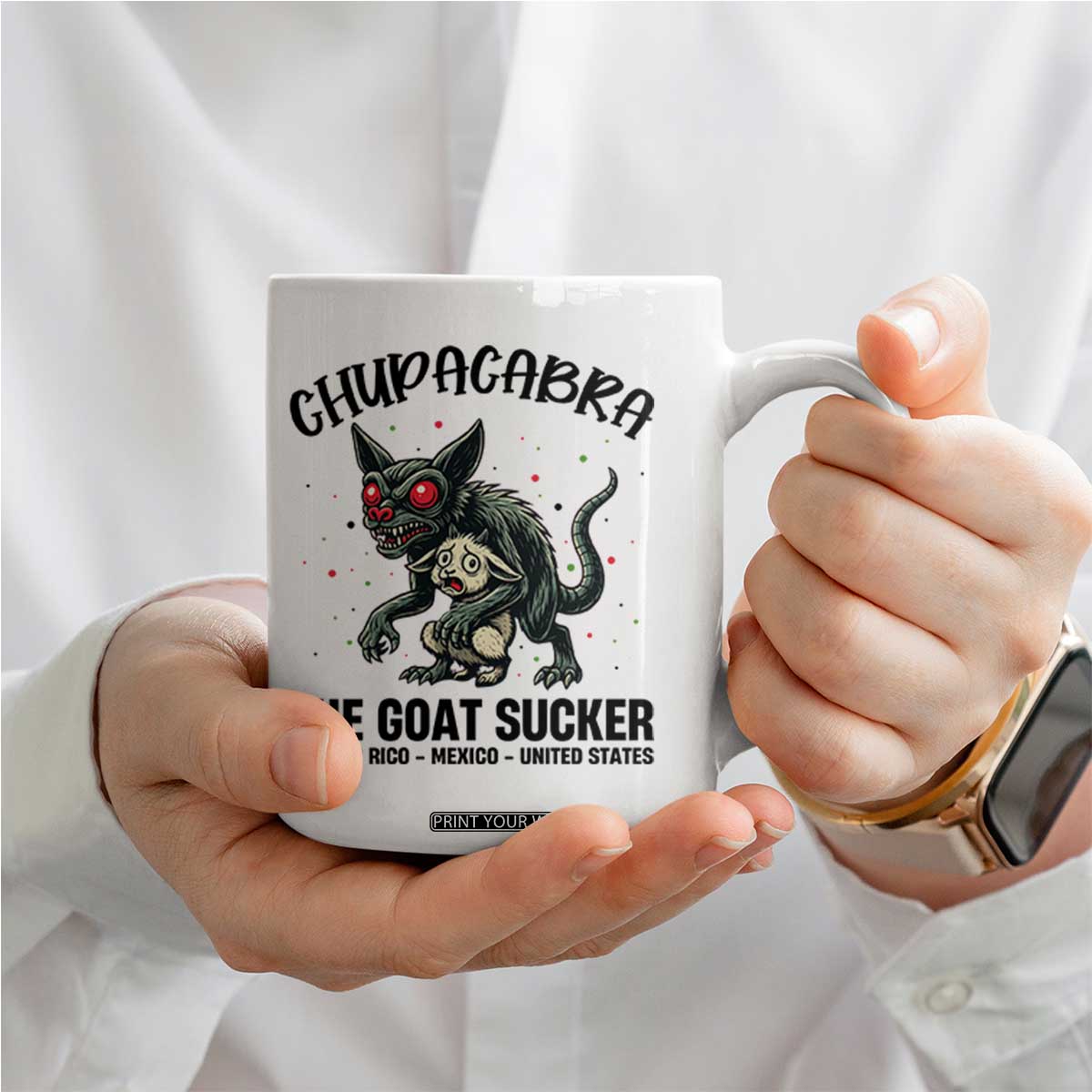 Chupacabra Coffee Mug The Goat Sucker Vintage Horror Cryptid Gift TS12 Print Your Wear