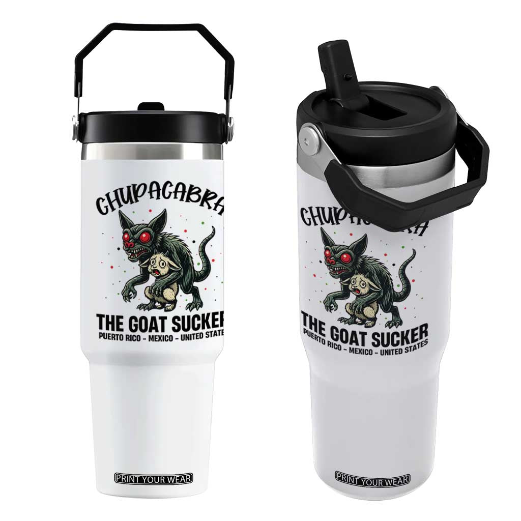 Chupacabra Flip Straw Tumbler The Goat Sucker Vintage Horror Cryptid Gift TS12 One Size: 30 oz White Print Your Wear