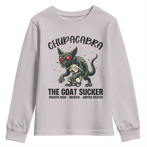 Chupacabra Youth Sweatshirt The Goat Sucker Vintage Horror Cryptid Gift TS12 Ice Gray Print Your Wear