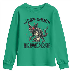Chupacabra Youth Sweatshirt The Goat Sucker Vintage Horror Cryptid Gift TS12 Irish Green Print Your Wear