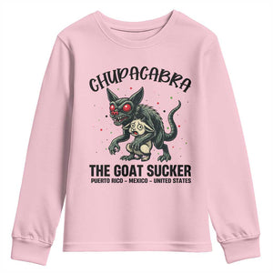 Chupacabra Youth Sweatshirt The Goat Sucker Vintage Horror Cryptid Gift TS12 Light Pink Print Your Wear
